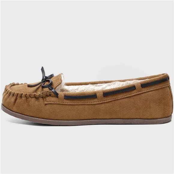 Women's Brown Faux Fur Warm Winter Cozy Durable Rubber Sole Slippers Boot Shoes - Picture 7 of 8